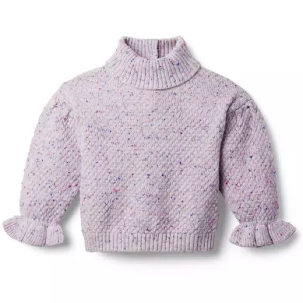 JANIE AND JACK Marled Turtleneck Sweater Ruffle detail Lavender 2T